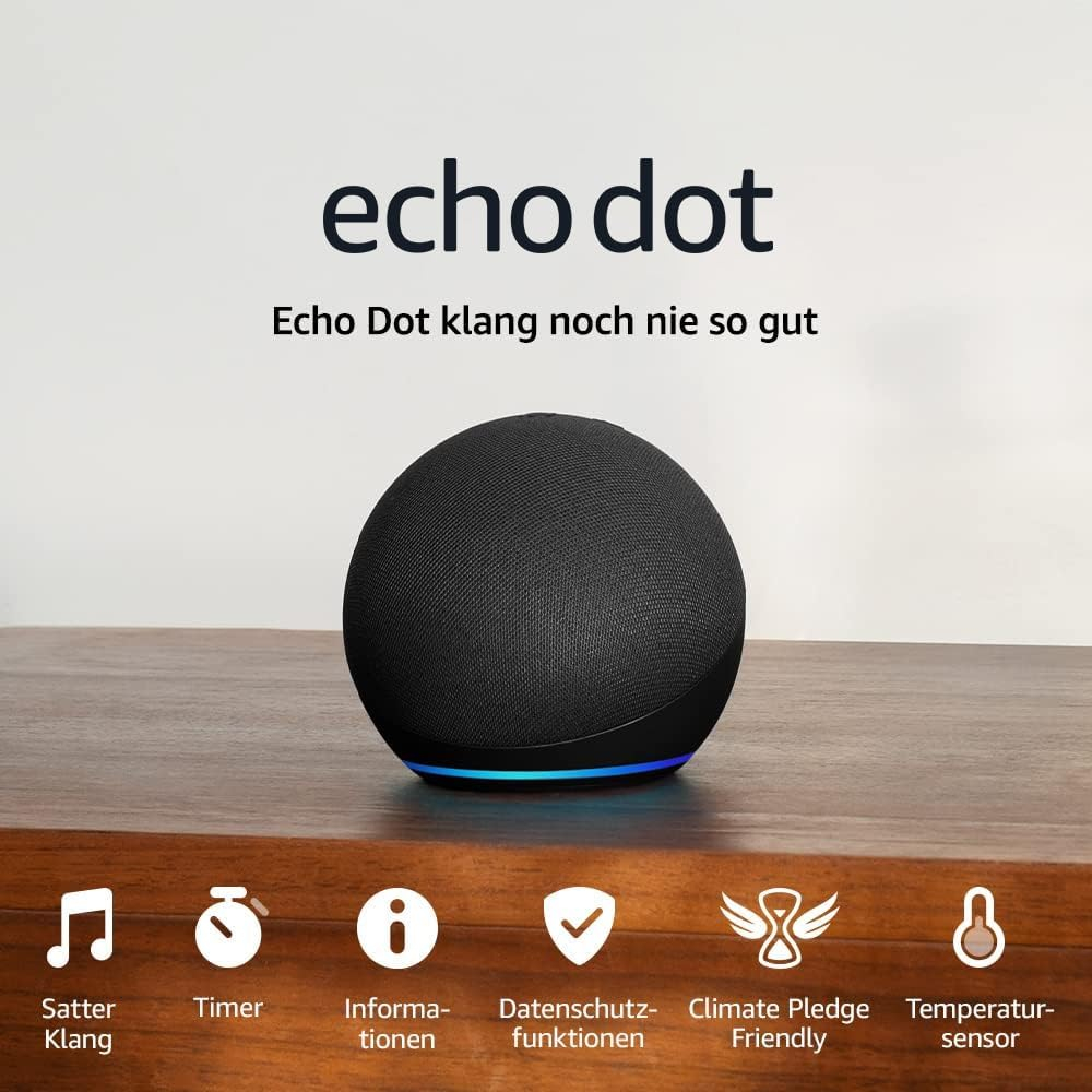 Echo Dot 5. Gen. Smart Speaker Lautsprecher mit WLAN / Bluetooth und Sprachsteuerung via Amazon Alexa (B09B8X9RGM) - Anthrazit