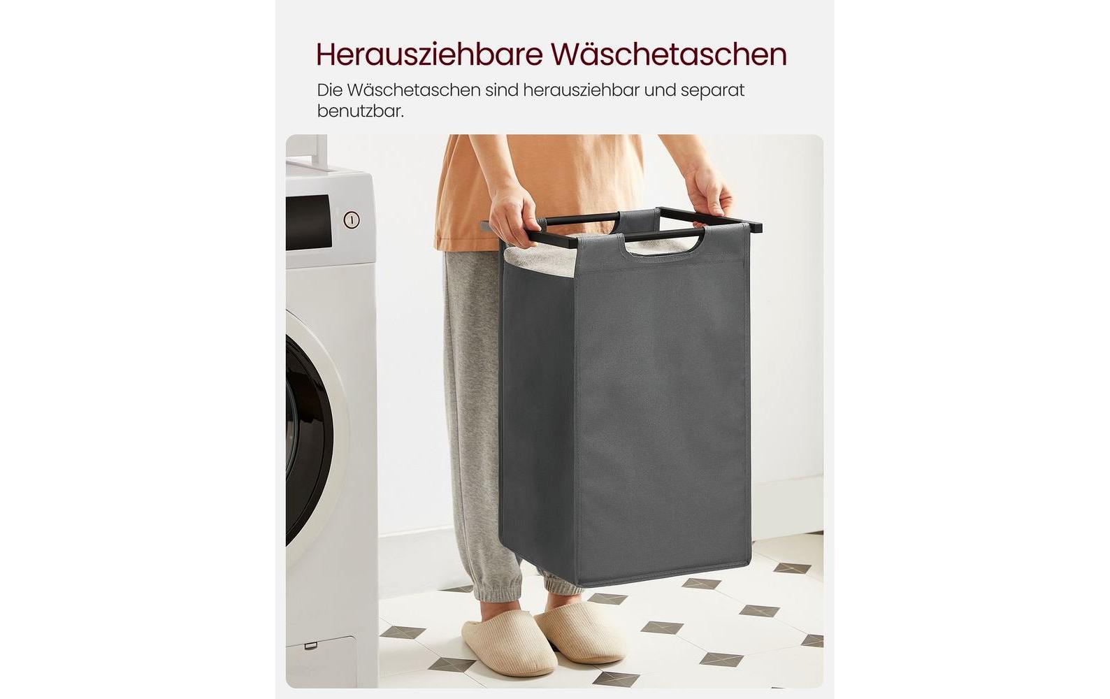 Wäschekorb 2 Fächer GrauWäschekorb mit ausziehbaren Wäschesäcken