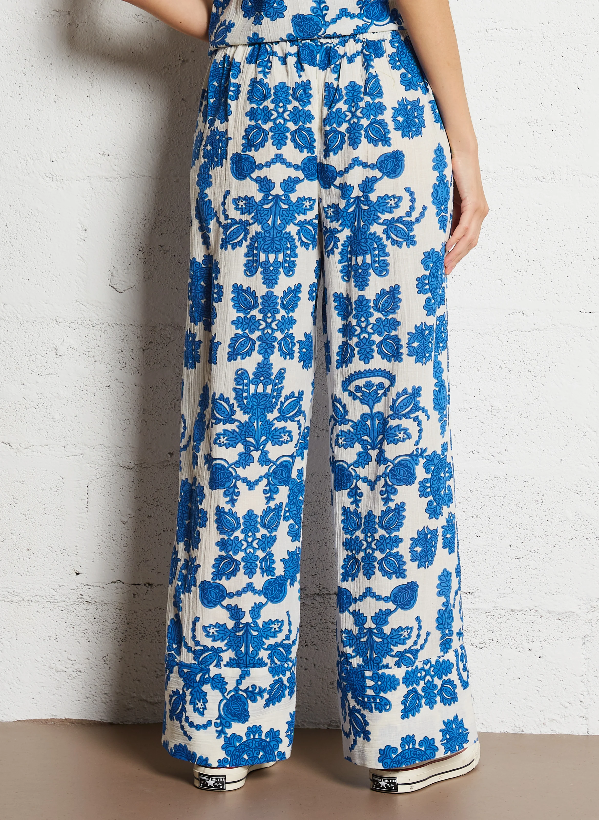 PRINCE BIS - Pantalon large en coton mélangé | Bleu