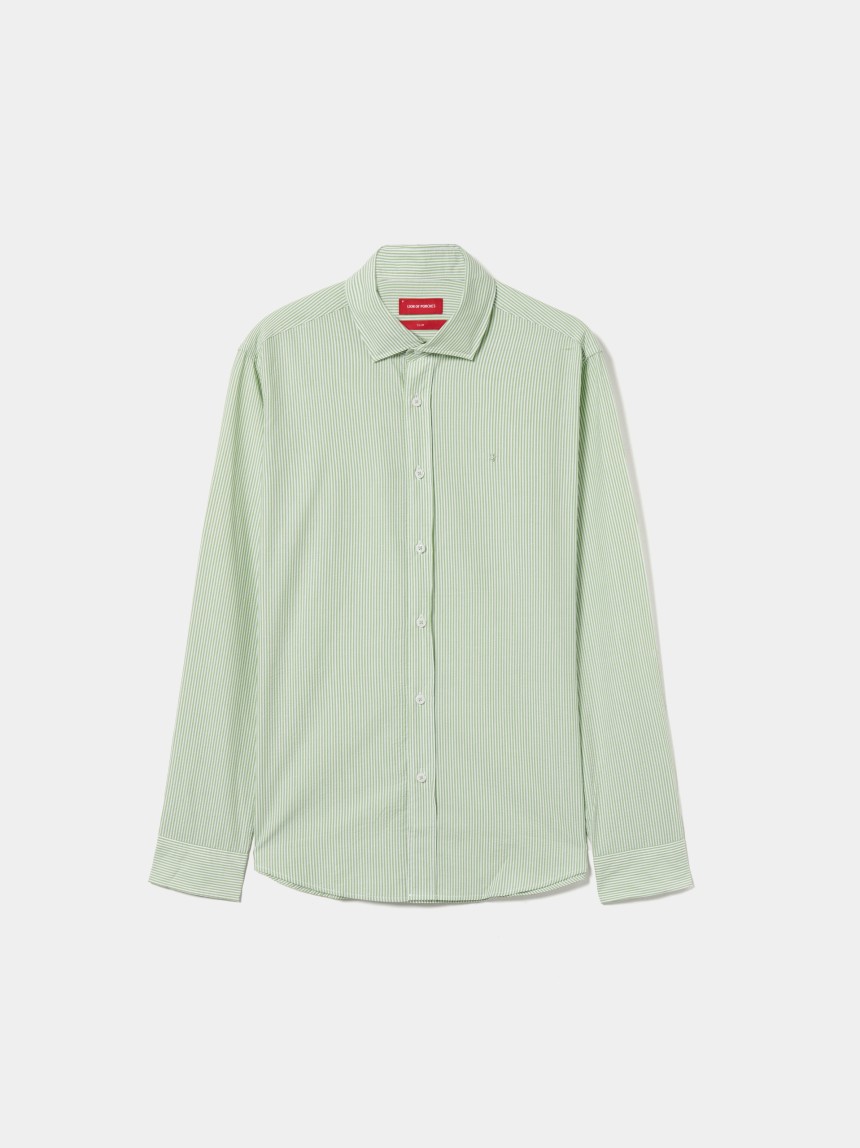 Camisa slim fit seersucker às riscas