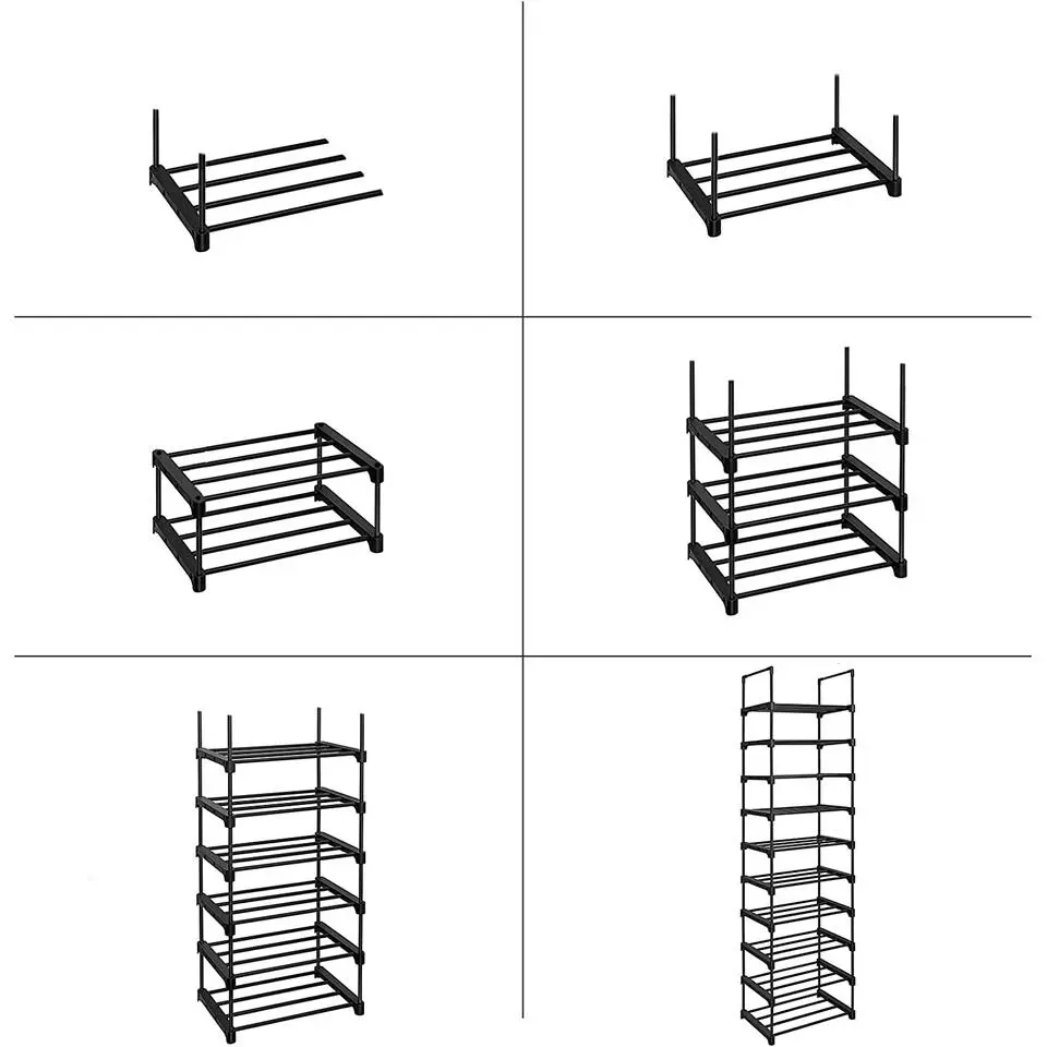 Parya Home schoenenrek - 10 planken - metaal - zwart