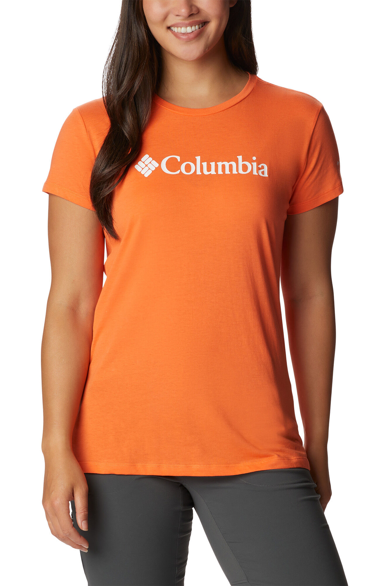 Camiseta feminina casual estampada Columbia Trek™ - Laranja