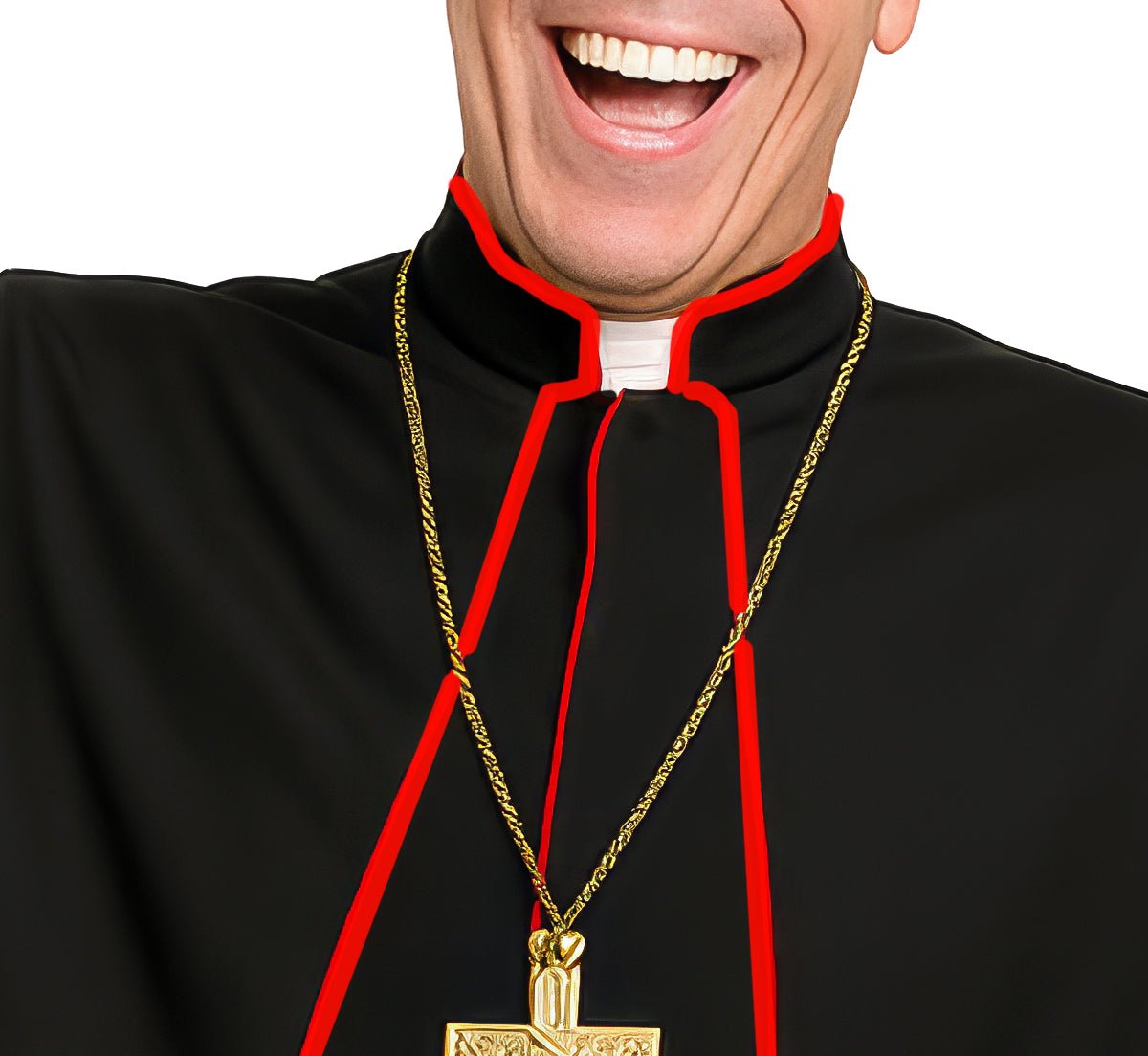 Priester Kostuum Zwart Rood