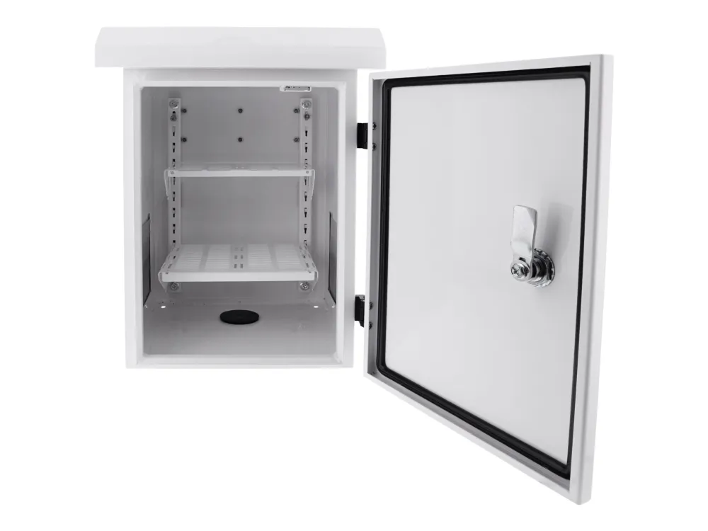 DELTACO - Kabinet - kompakt - låsbar, IP55 - pælmonterbar, vægmonterbar - hvid - 6U