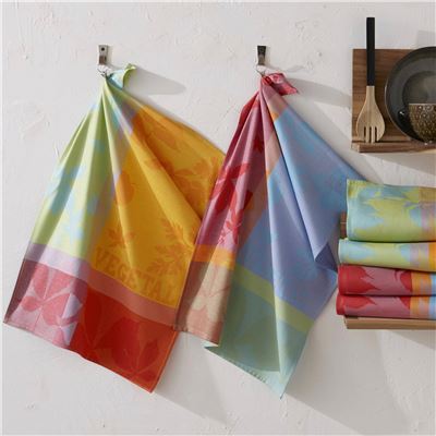 Torchons multicolores motif jacquard - Lot de 3 ou lot de 6
