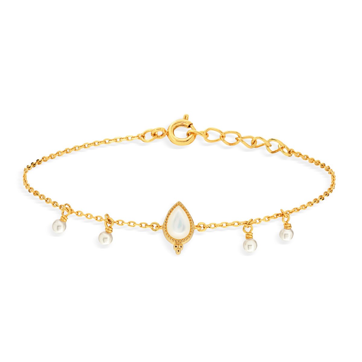 Bracelet doré nacre perles 16 à 19 cm