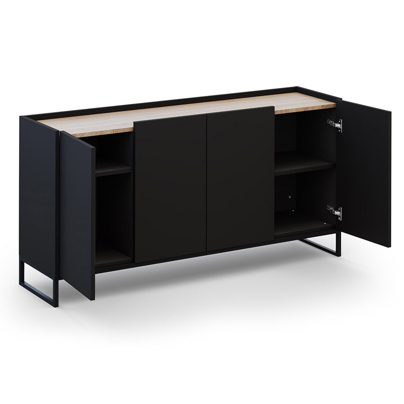 Windsor & Co Buffet Helene chêne naturel/noir - 160x40x80 cm