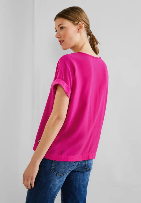 Bluse mit Klappenkragen - nu pink
