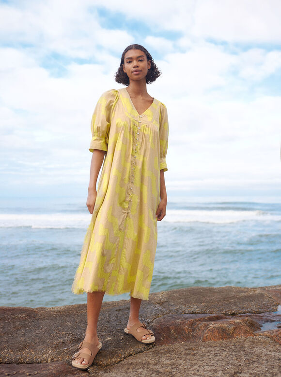 Vestido longo estampado - Multicolorido