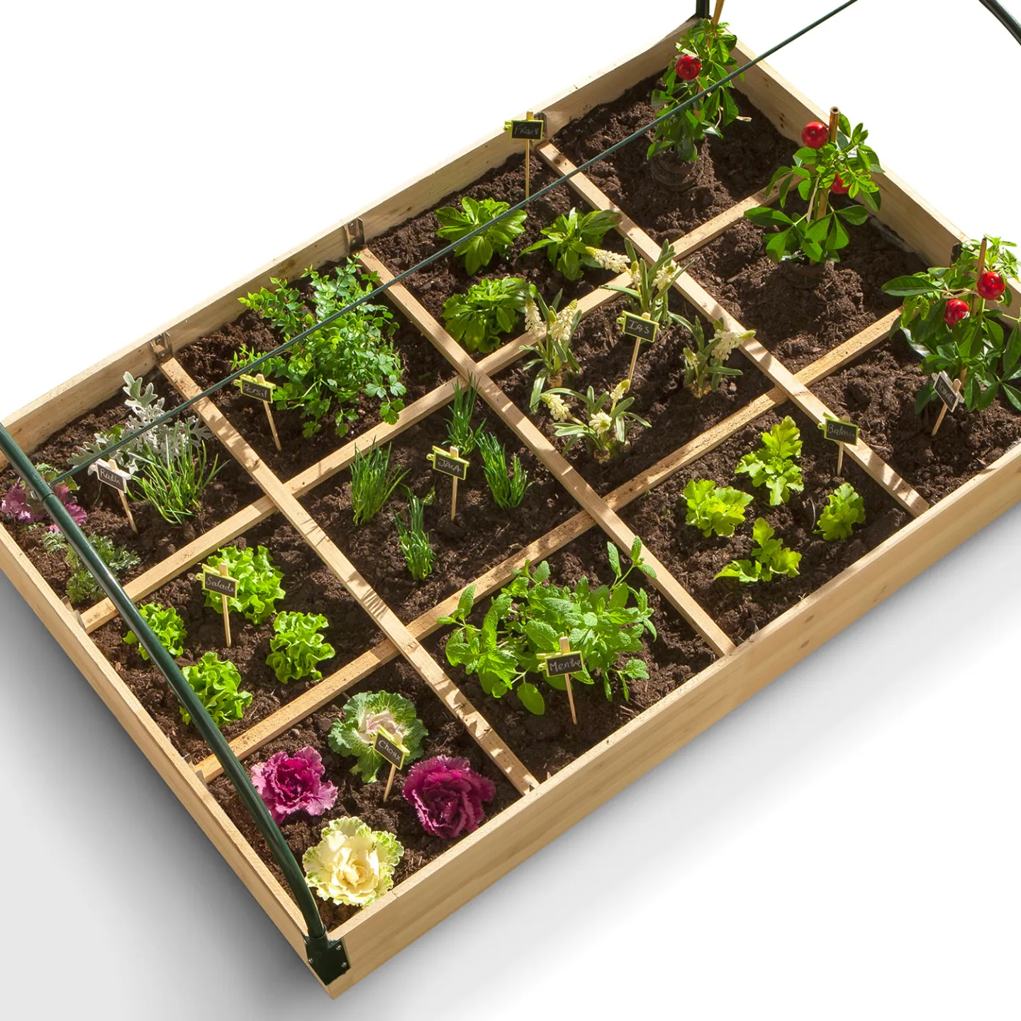 Carré potager 12 compartiments + housse serre châssis