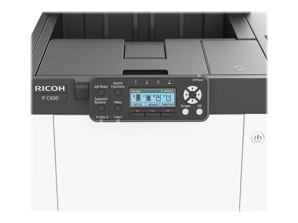 Ricoh C600 - Printer - farve - Duplex - laser - A4/Legal - 1200 x 1200 dpi - op til 40 spm (mono) / op til 40 spm (farve) - kapacitet: 600 ark - USB 2.0, Gigabit LAN, USB 2.0 vært