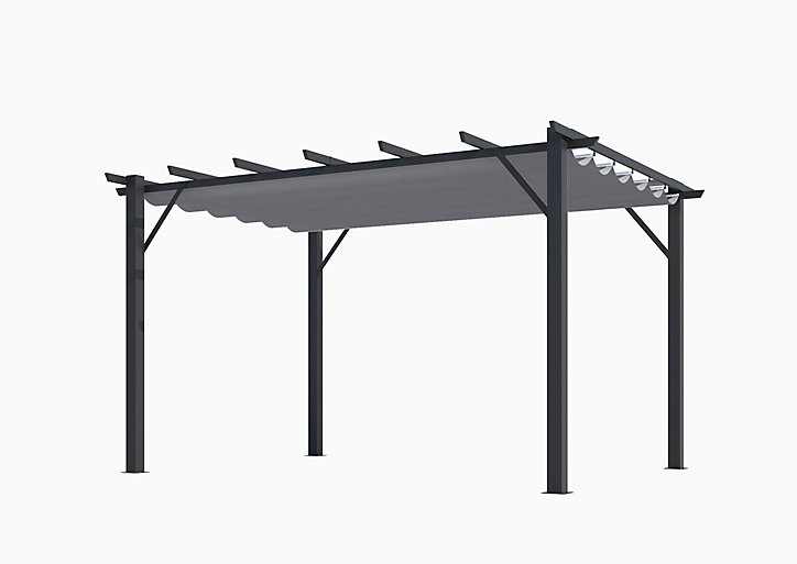 Pergola autoportante manuelle aluminium Habrita PER4030GG gris 4 x 3 m