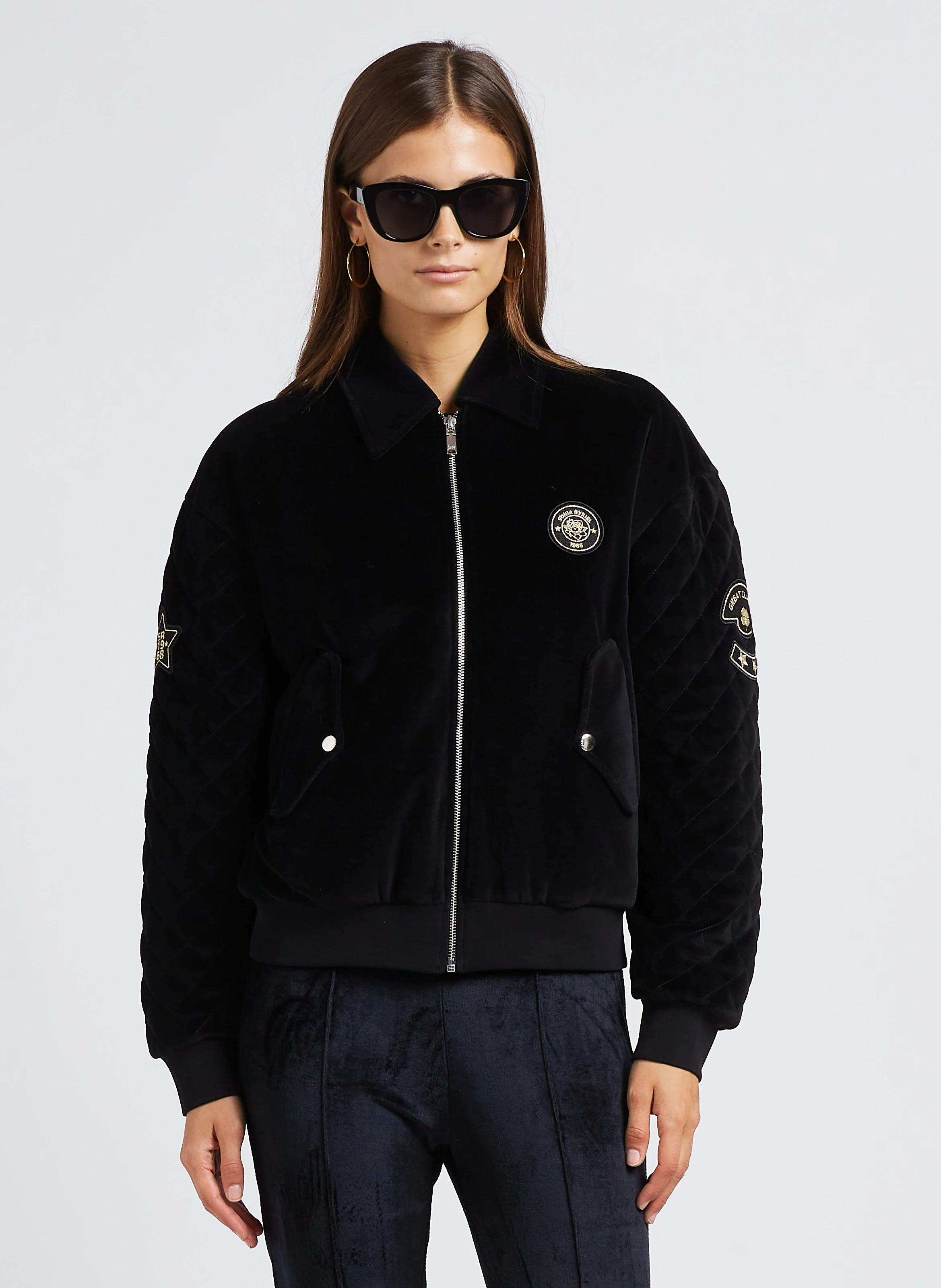 Veste col classique en coton mélangé| Noir
