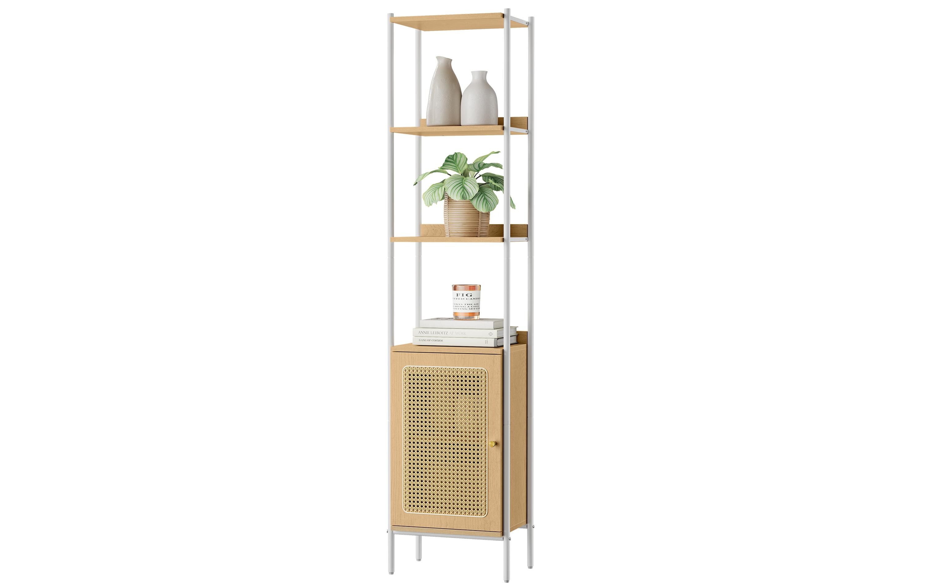 Regal mit 6 Ebenen 40 cm x 174.7 cm, Eiche/PerlweissBücherregal