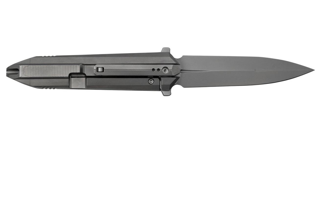 WE Knife Diatomic WE22032-2 Gray Bead Blasted Titanium, Gray Bead Blasted Single Edge zakmes