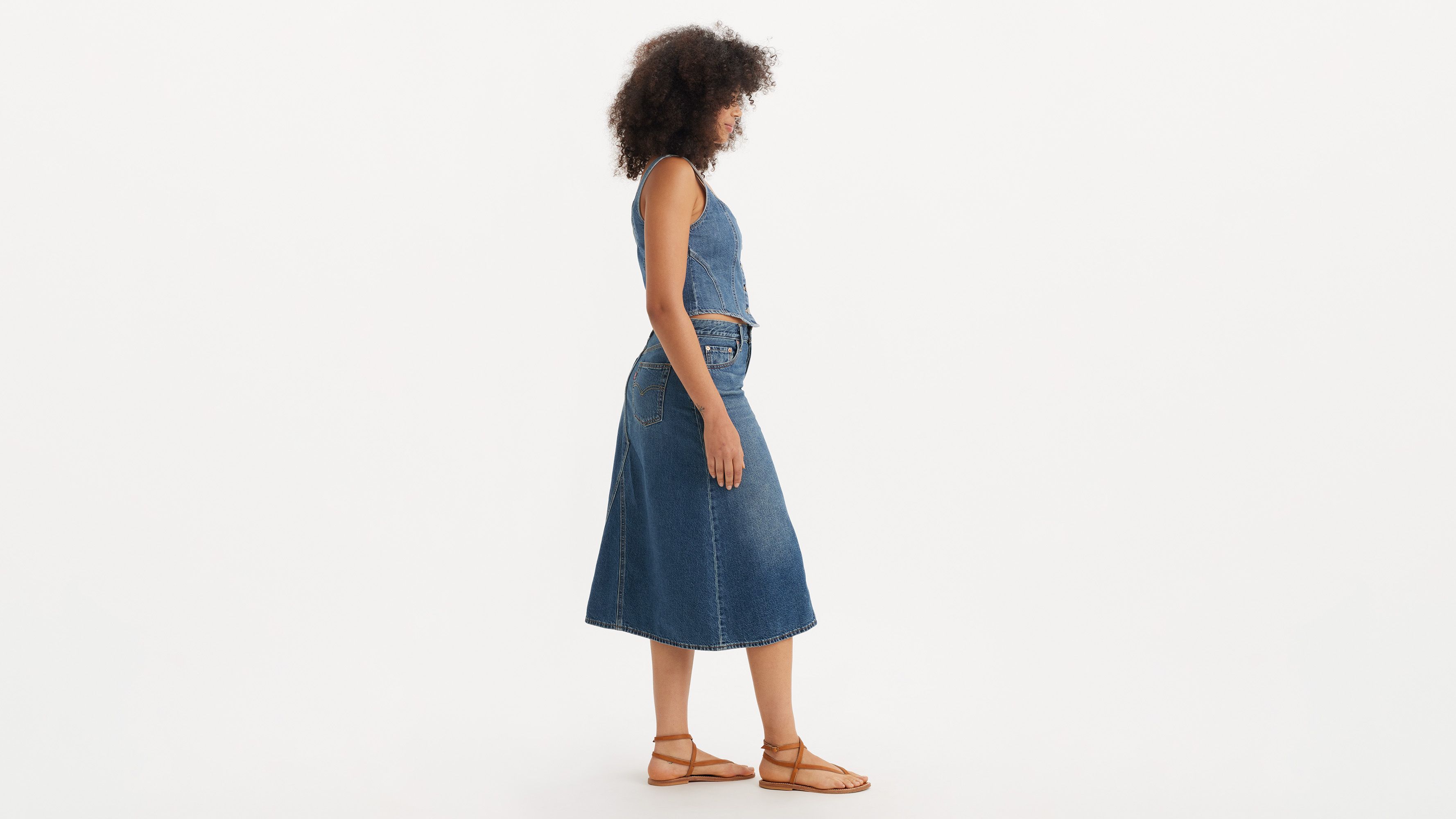 Jupe coupe en A taille haute Decon - Mid Morning - Bleu