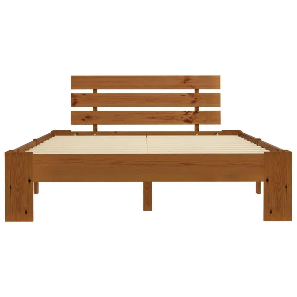 vidaXL - Bed frame met hoofdbord - Honingbruin - Grenenhout - 140x200 cm