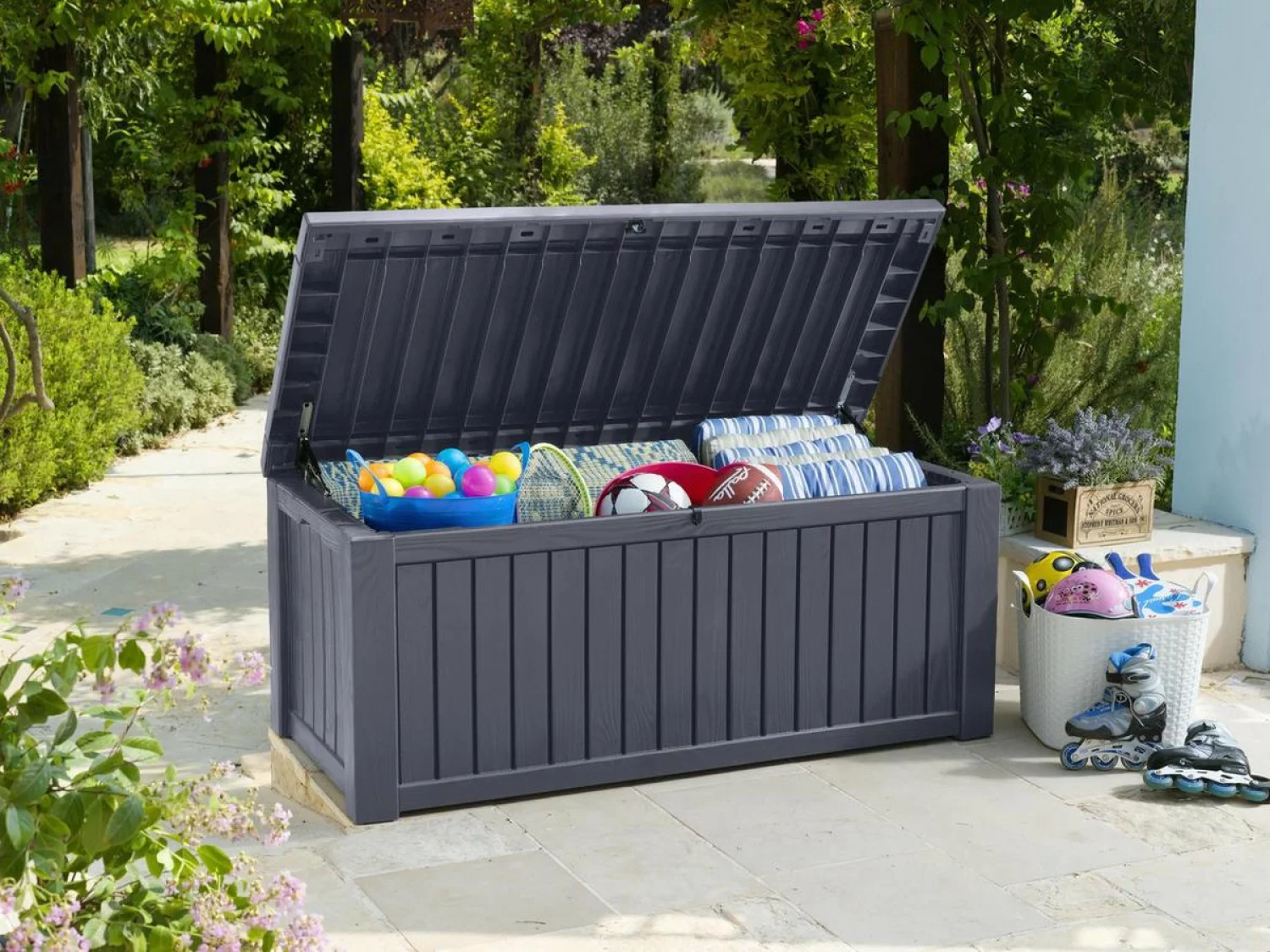 Keter 247606 Rockwood Opbergbox - Grafiet - 570 L - 155x72,4x64,4cm