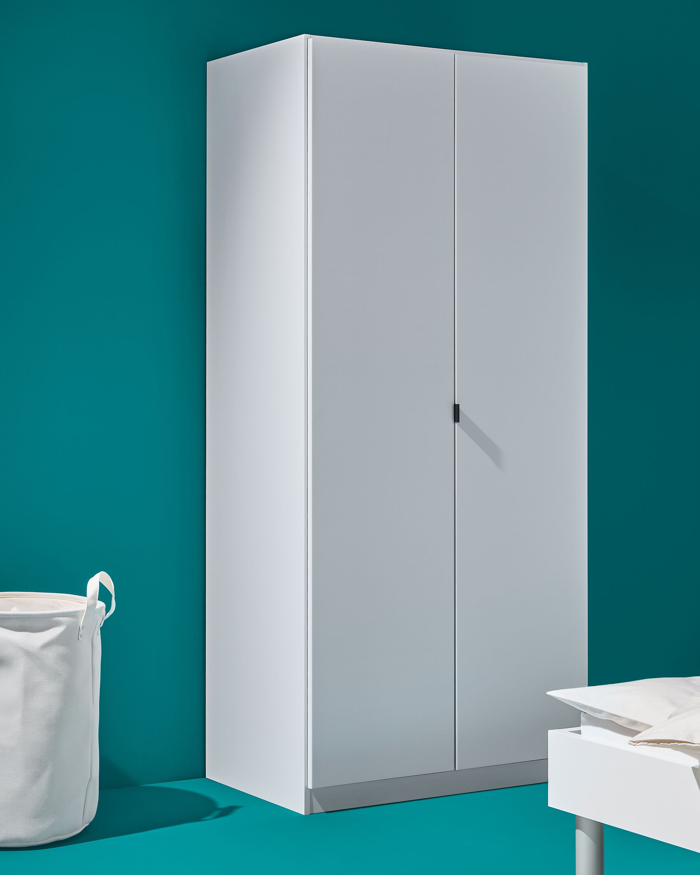 LEON Drehtürenschrank - Weiss / B: 91.0 cm x T: 54.0 cm x H: 197.0 cm