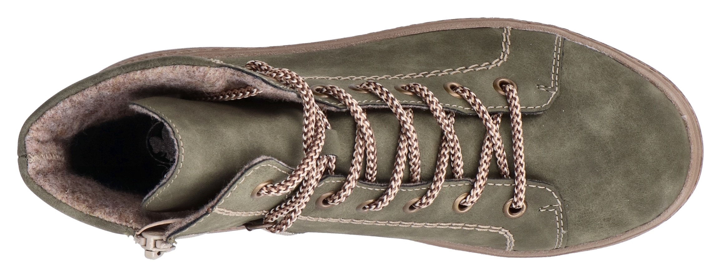 Rieker Schnürboots  , Stiefelette, Plateausohle, Kontrastnaht, mit Innenreissverschluss