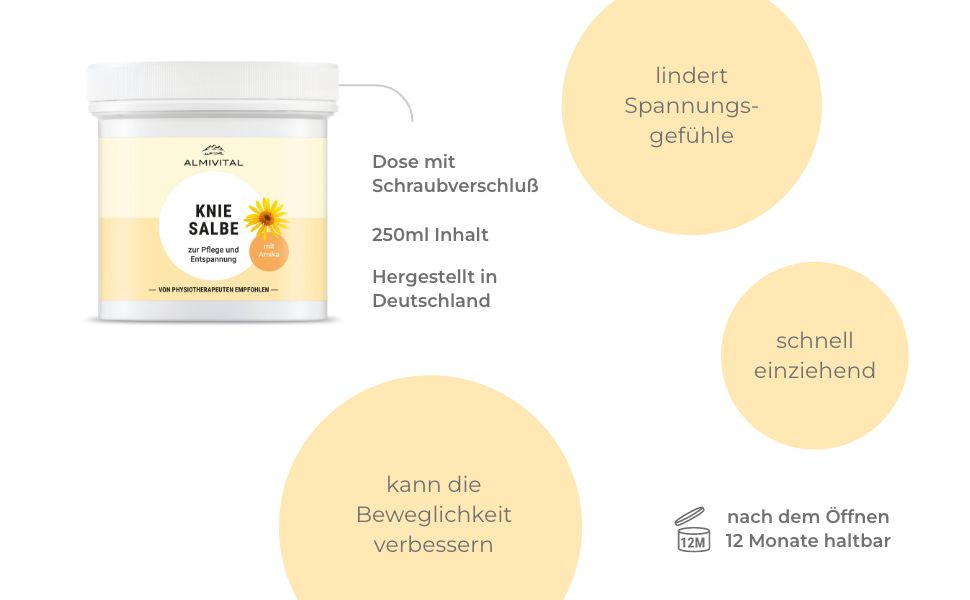 Almivital Kniesalbe mit Arnika, Kampher & Sanddornöl – Pflege und Entlastung für beanspruchte Knie