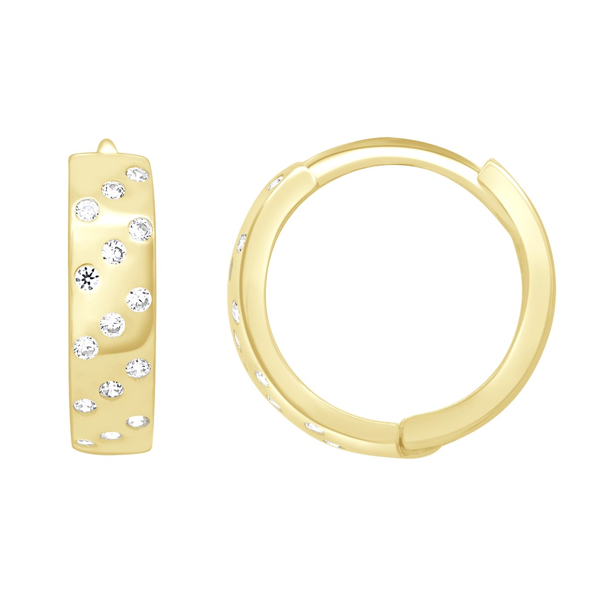 Boucles d'Oreilles ornées d'Oxydes de Zirconium - Or Jaune