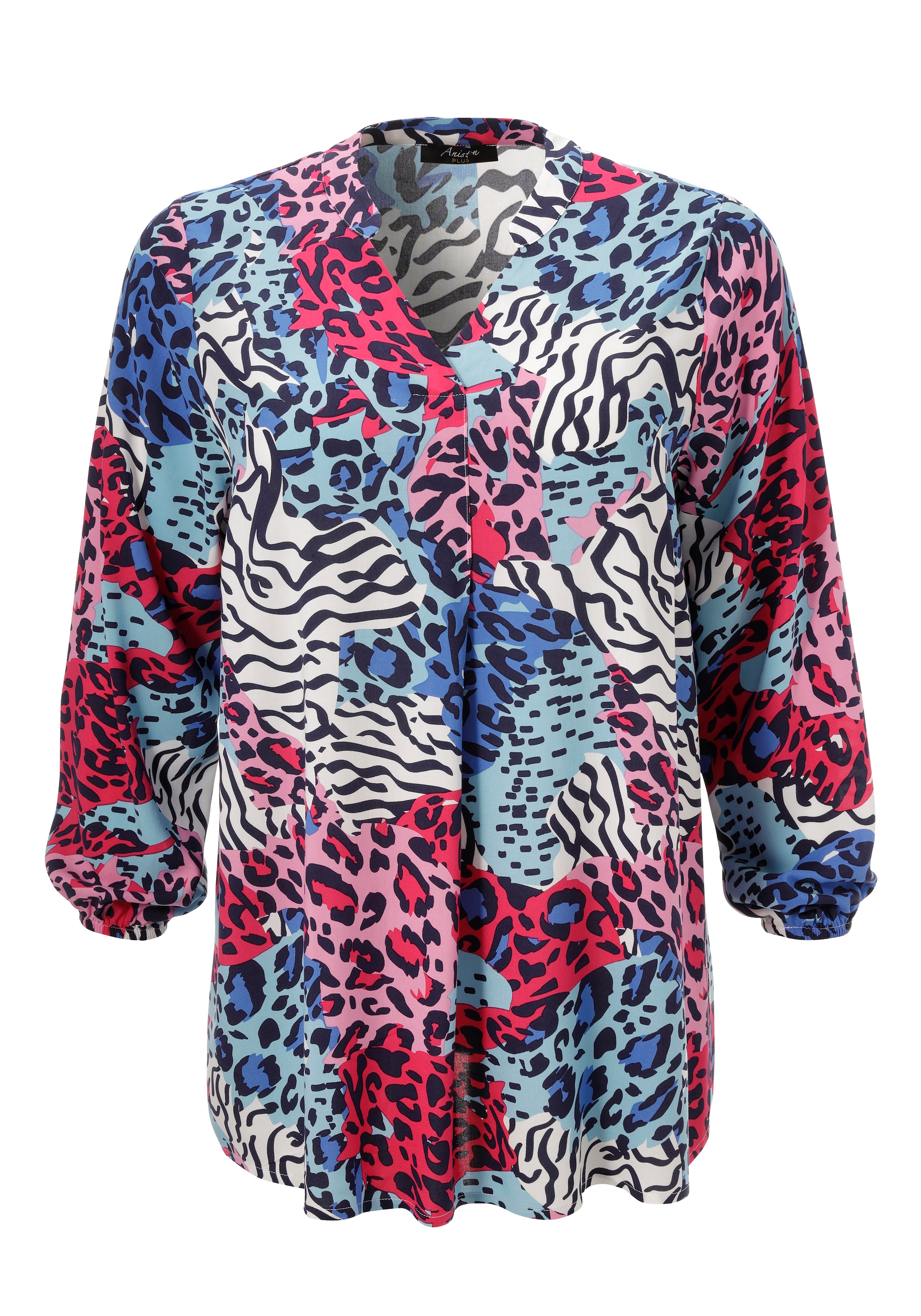 Aniston PLUS Schluppenbluse , mit extravaganten farbenfrohes Animaldessin - NEUE KOLLEKTION