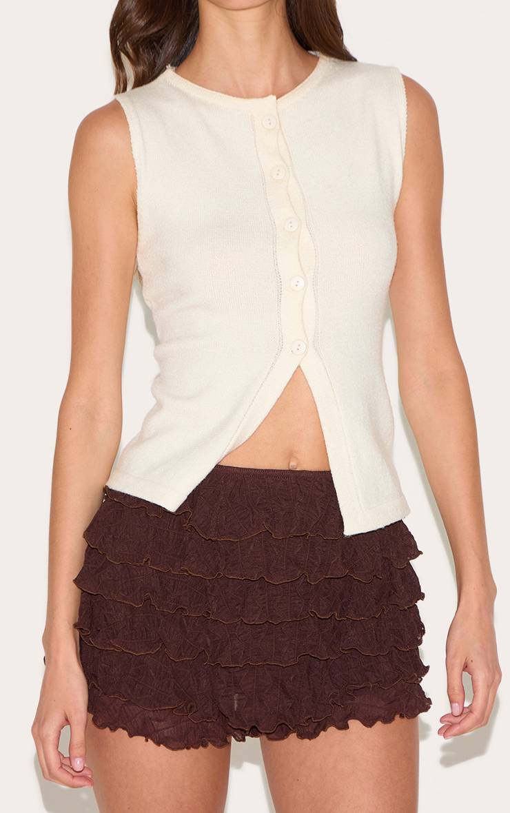 Chocolat Short Bloomer Texturé À Volants