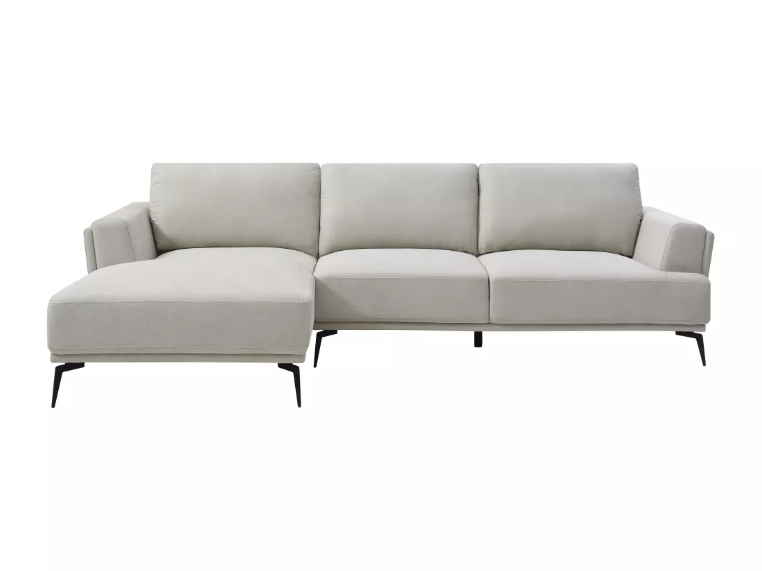 Canapé d'angle gauche dossier avance-recule en tissu texturé beige ARSODA