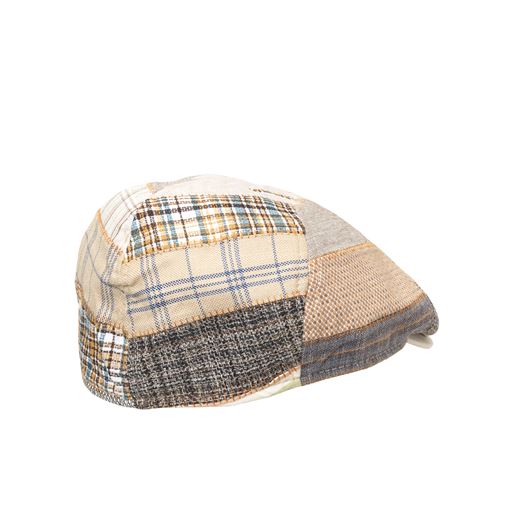MJM Rebel Linen Flatcap, Beige Patchwork, L