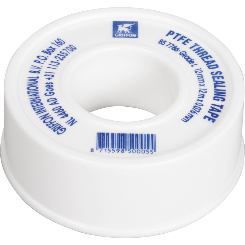Griffon P.T.F.E. tape voor waterleiding 12mx12mmx0,076mm