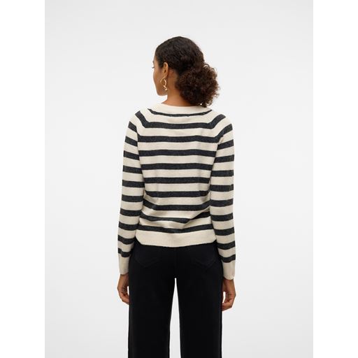 Vero Moda Doffy LS Striktrøje, Birch/Black, XS