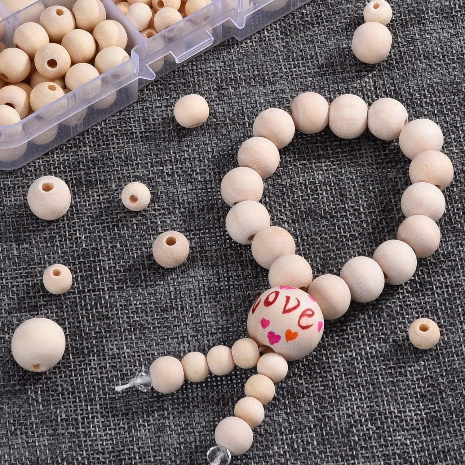 (150er Set) Natur Holz Perlen DIY Kugeln Freundschafts Armband Bastel Kette   Organizer Box