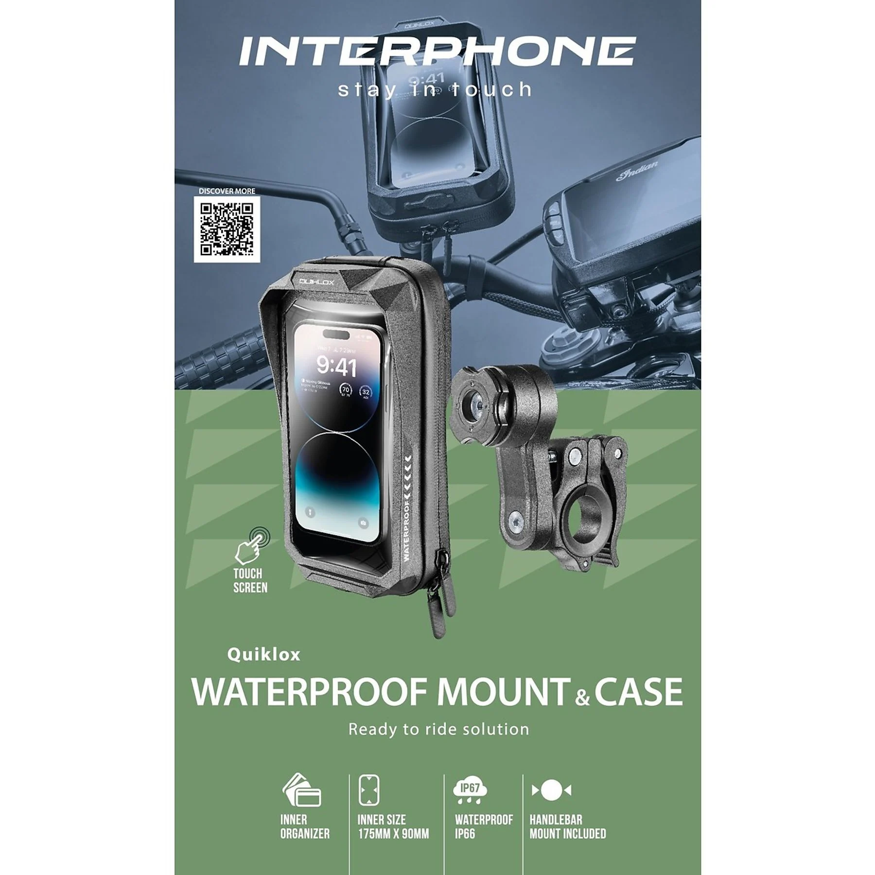 Waterproof Pro QuikLox Motorrad Lenkstangen Smartphone Halterung mit Hülle bis 7