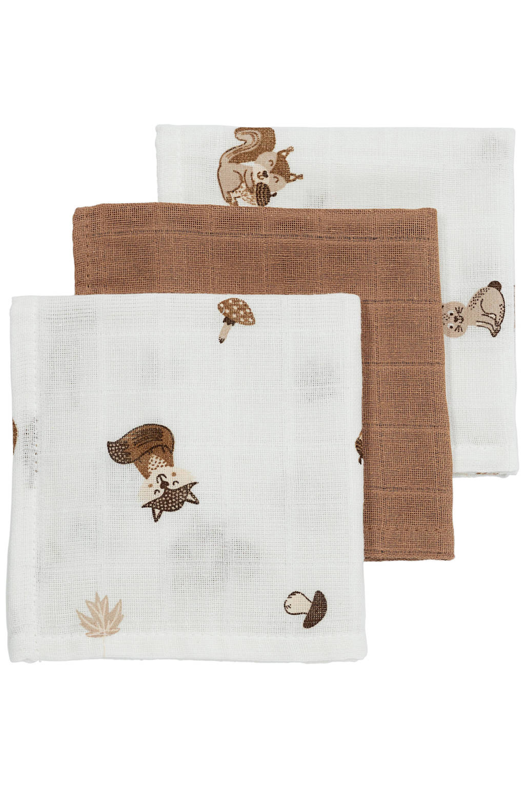 hydrofiel monddoekje Forest Animals 30x30 cm - set van 3 toffee