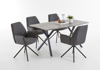 Armlehnstuhl Xenia Webstoff Grau / Gestell schwarz