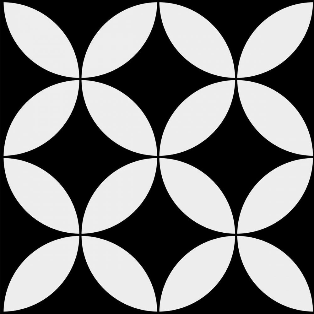 Stickers rosaces noir et blanc 15 x 15 cm (lot de 6)