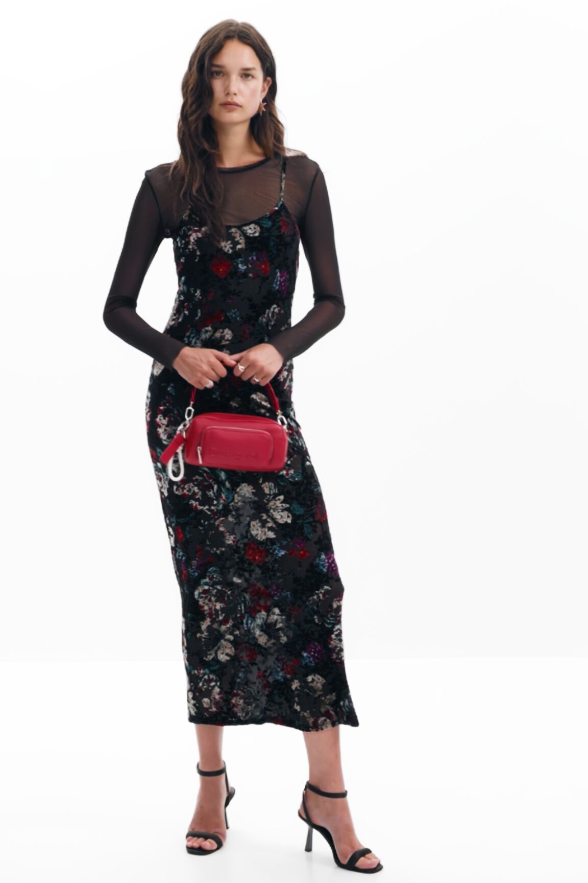 Vestido combinado de malha