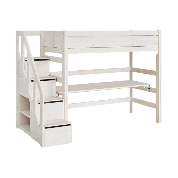LIFETIME Kidsrooms Hoogslaper Met Trapkast Whitewash