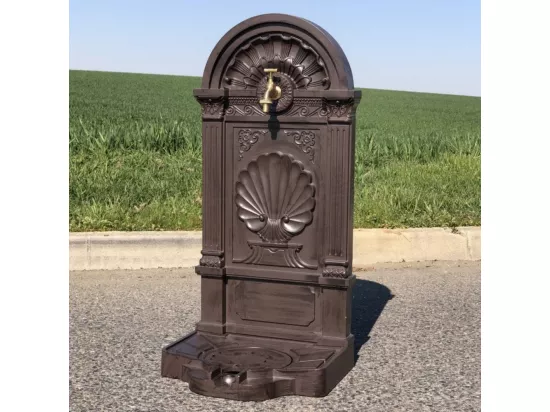 Fontaine de jardin extérieur en fonte aluminium marron 42 x 32 x 84cm