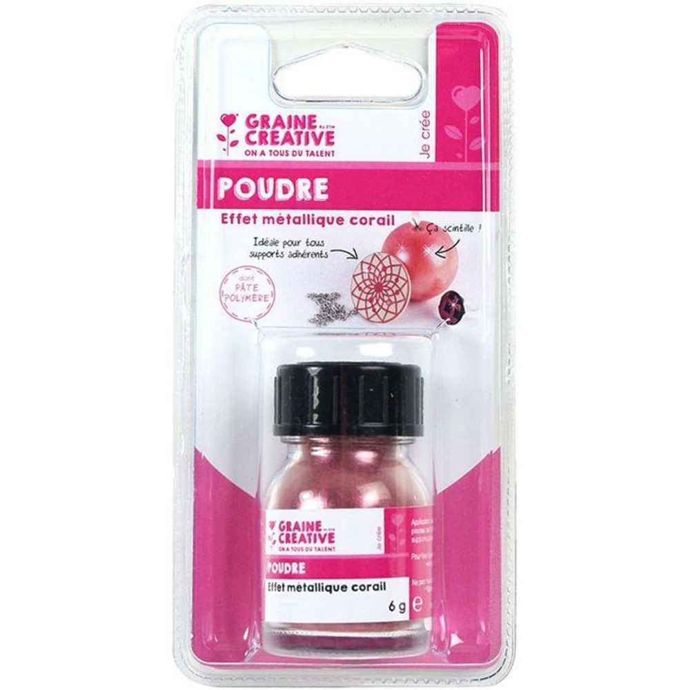 Poudre effet métallique pour pâte polymère - corail