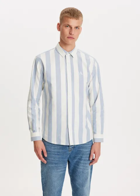Gestreept overhemd oxford blauw (BLW)