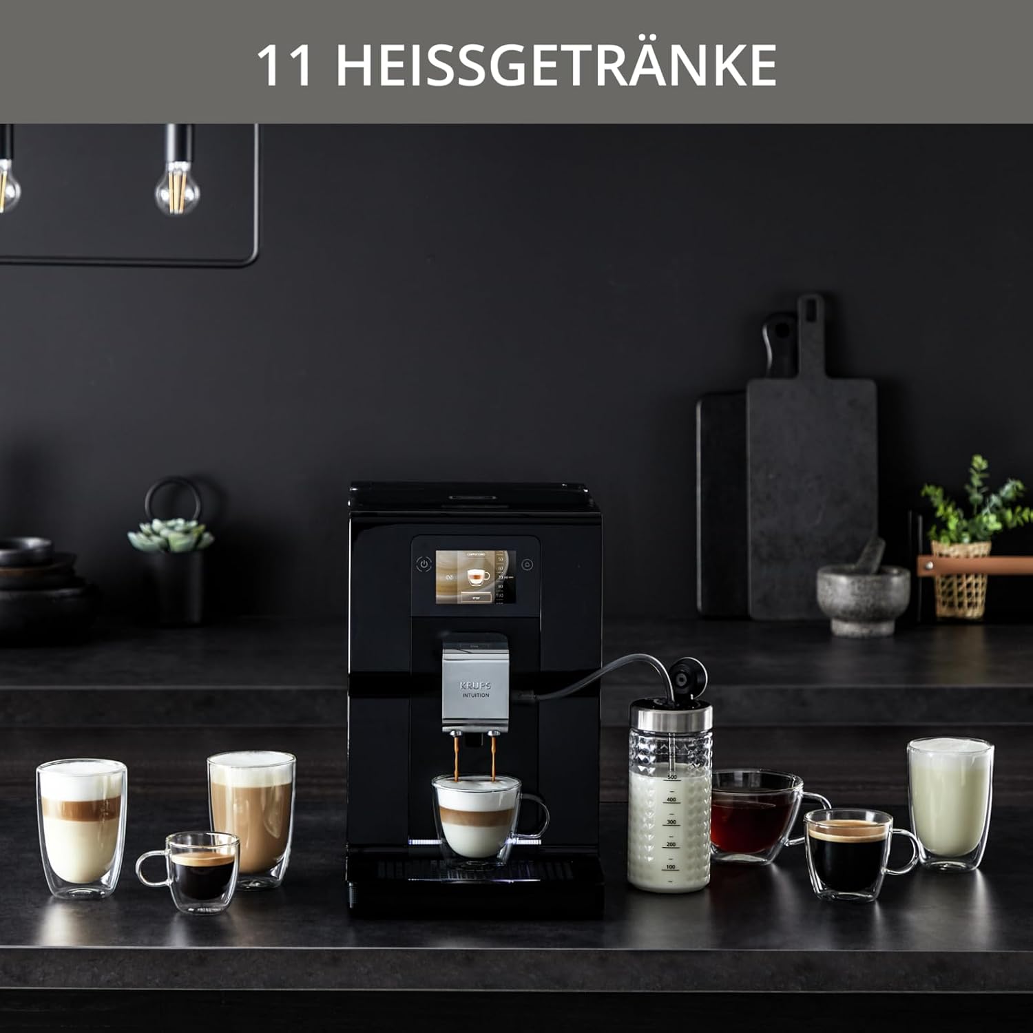 Krups Intuition Preference Kaffeevollautomat mit Smartphone-ähnlicher Bedienung, 3.5' Farb-Touchscreen, Smart Slide Technology, intuitives Lichtsystem, 11 Getränke, Milchbehälter, EA873810