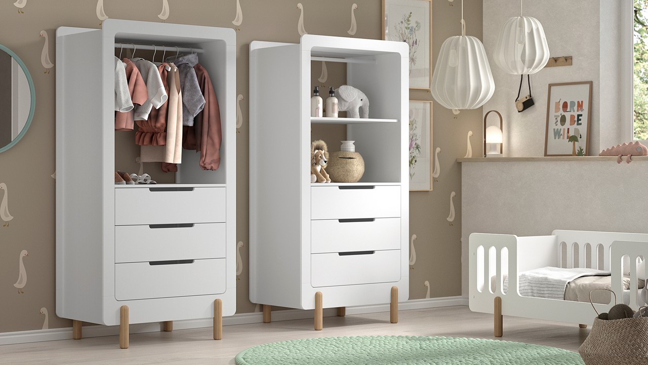 Kast Smile met 3 laden wit