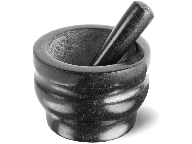 Cole&Mason Mörser mit Stössel 18 cm, Granit Mörser und Stössel, Schwarz
