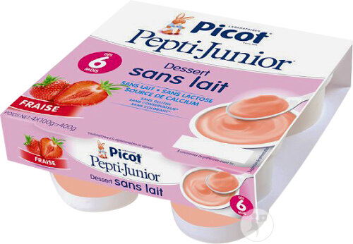 Picot Pepti-Junior Dessert Sans Lait Crème Fraise Pots 4x100g