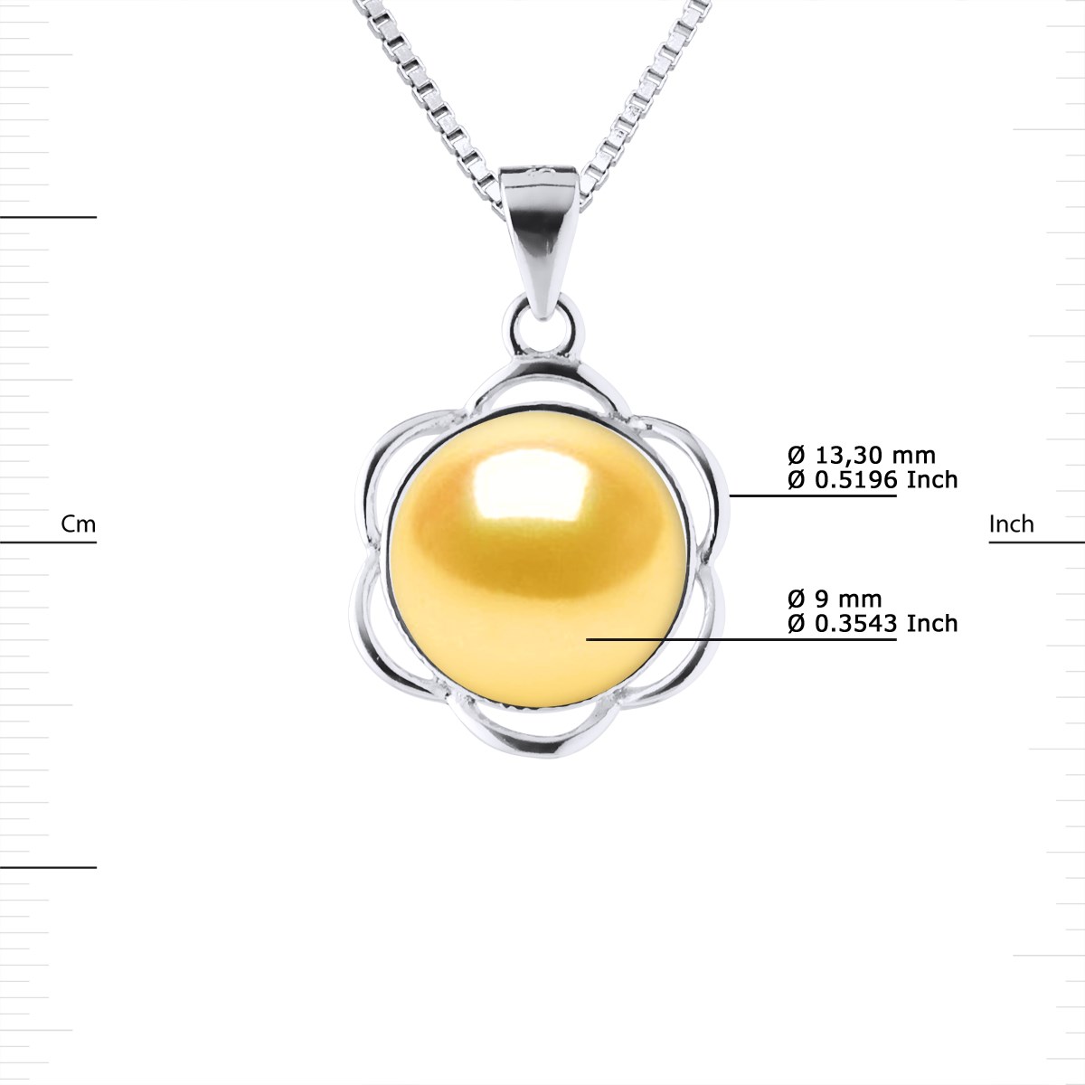 Collier PETALES Perle d'Eau Douce 9-10 mm Dorée Argent 925