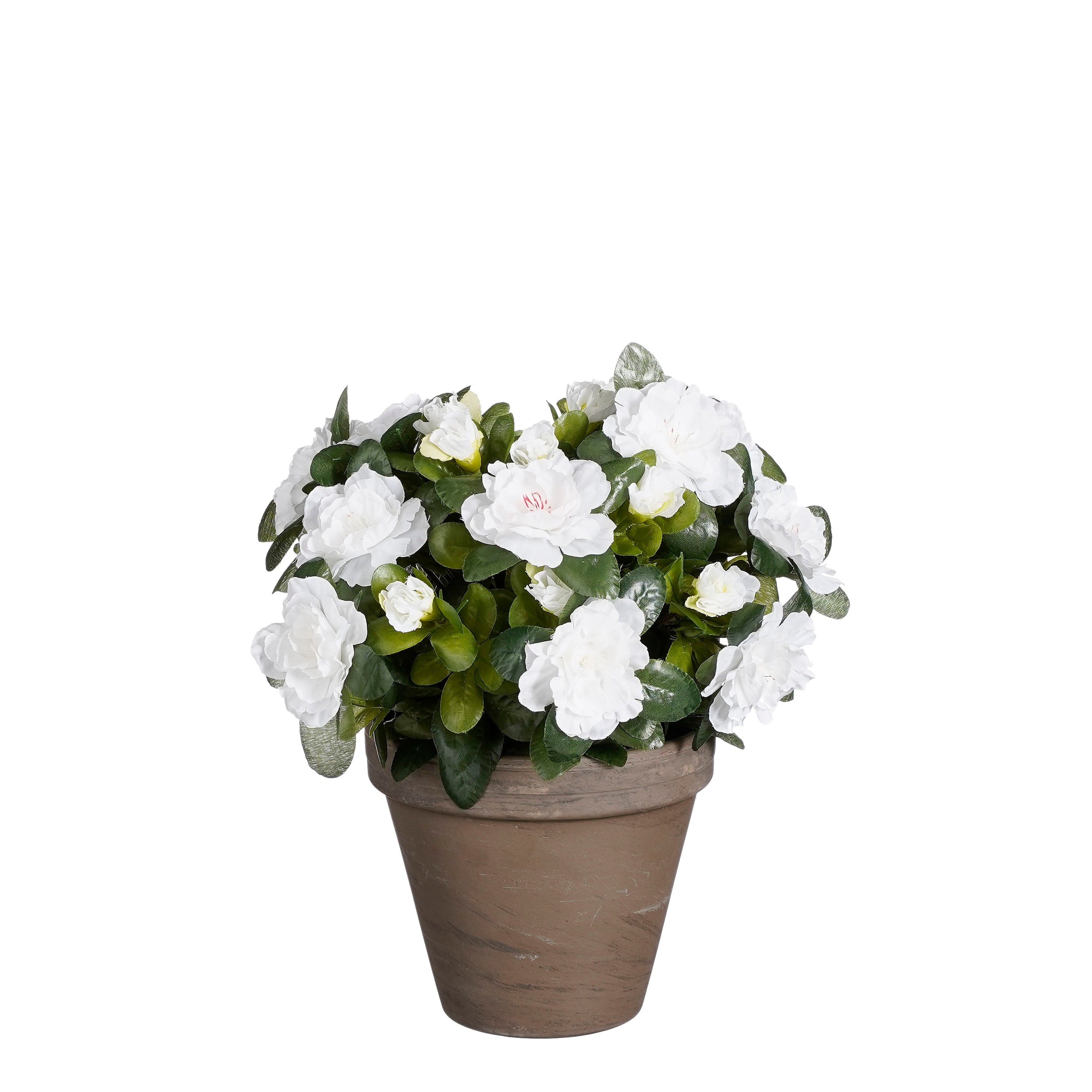 Mica decorations - azalée artificielle blanc en pot h31