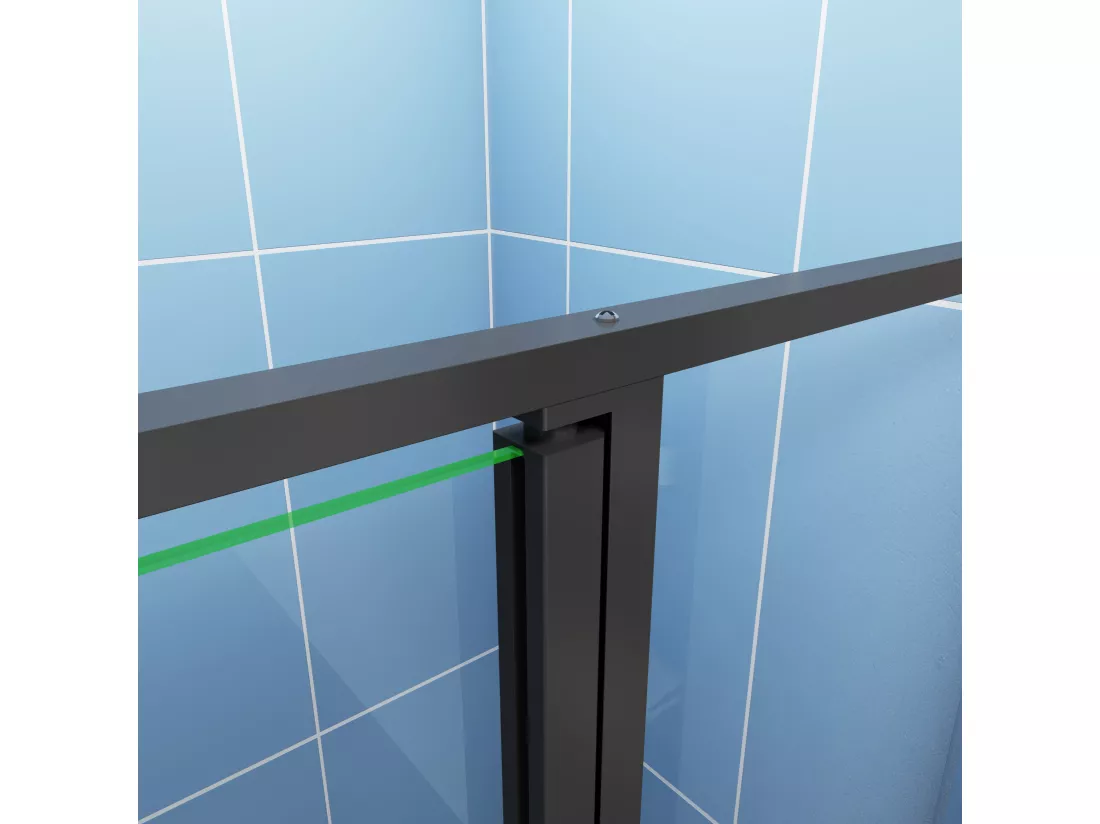 Porte de douche pivotante 80x185cm profilé noir mat Installation en niche, verre securit anticalcaire