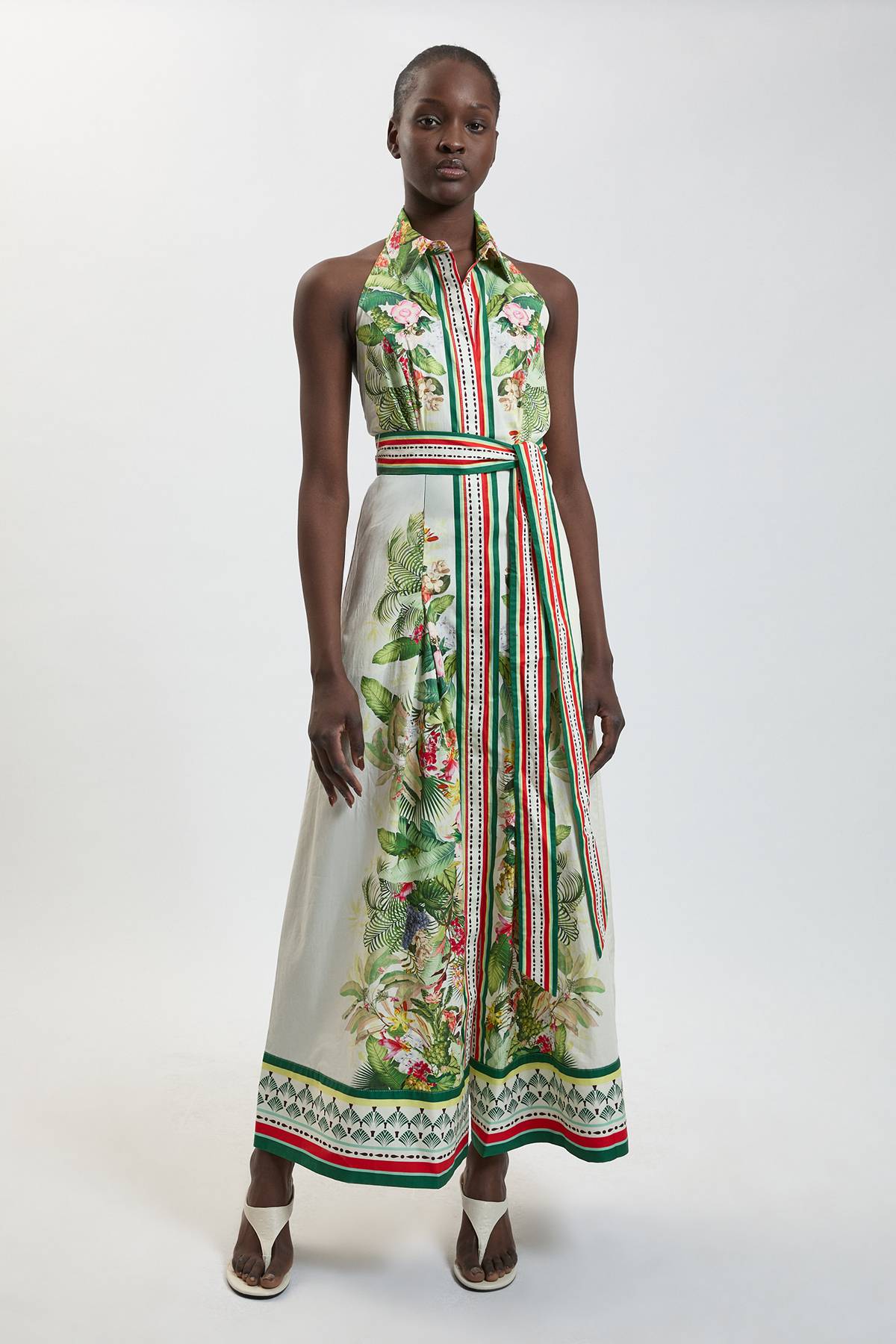 KarenMillen Robe Midi Chemise En Satin De Coton À Imprimé Floral